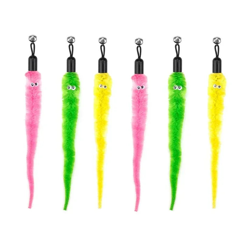 FanzyMarket interactive cat feather toy refill kit with feather birds, faux worm, foam ball, and bell for kittens.