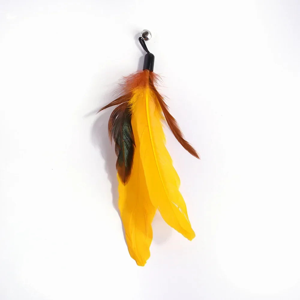 FanzyMarket interactive cat feather toy refill kit with feather birds, faux worm, foam ball, and bell for kittens.