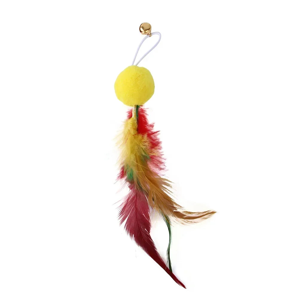 FanzyMarket interactive cat feather toy refill kit with feather birds, faux worm, foam ball, and bell for kittens.