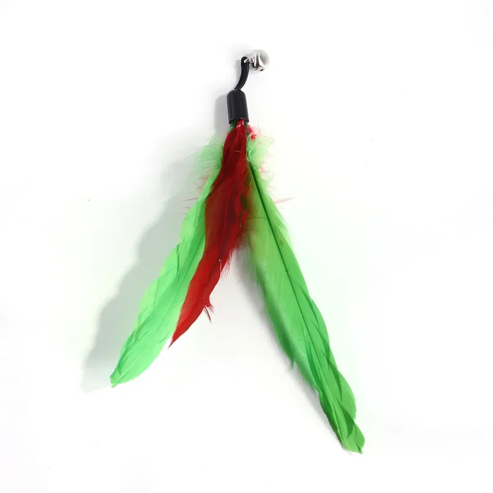 FanzyMarket interactive cat feather toy refill kit with feather birds, faux worm, foam ball, and bell for kittens.
