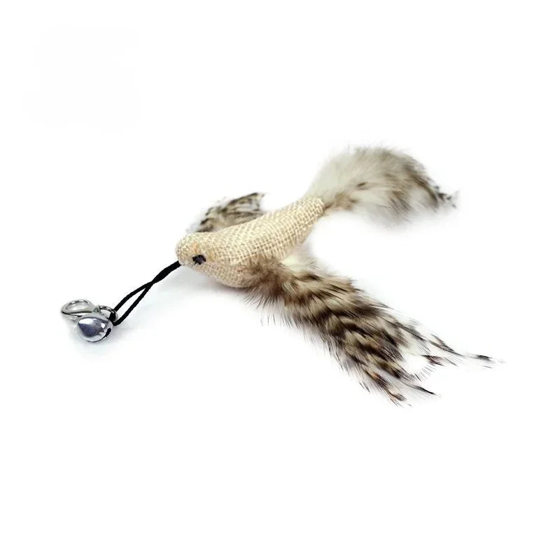 FanzyMarket interactive cat feather toy refill kit with feather birds, faux worm, foam ball, and bell for kittens.