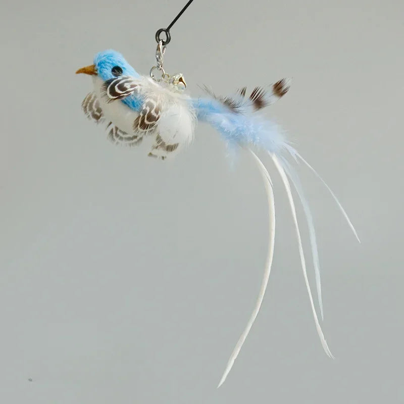 FanzyMarket interactive cat feather toy refill kit with feather birds, faux worm, foam ball, and bell for kittens.