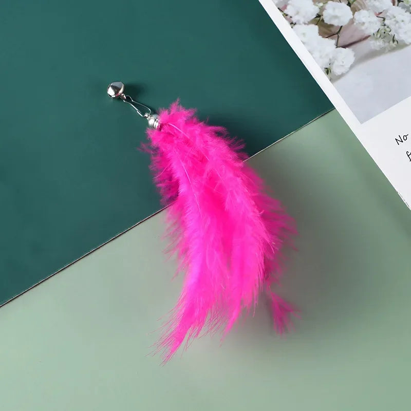 FanzyMarket interactive cat feather toy refill kit with feather birds, faux worm, foam ball, and bell for kittens.