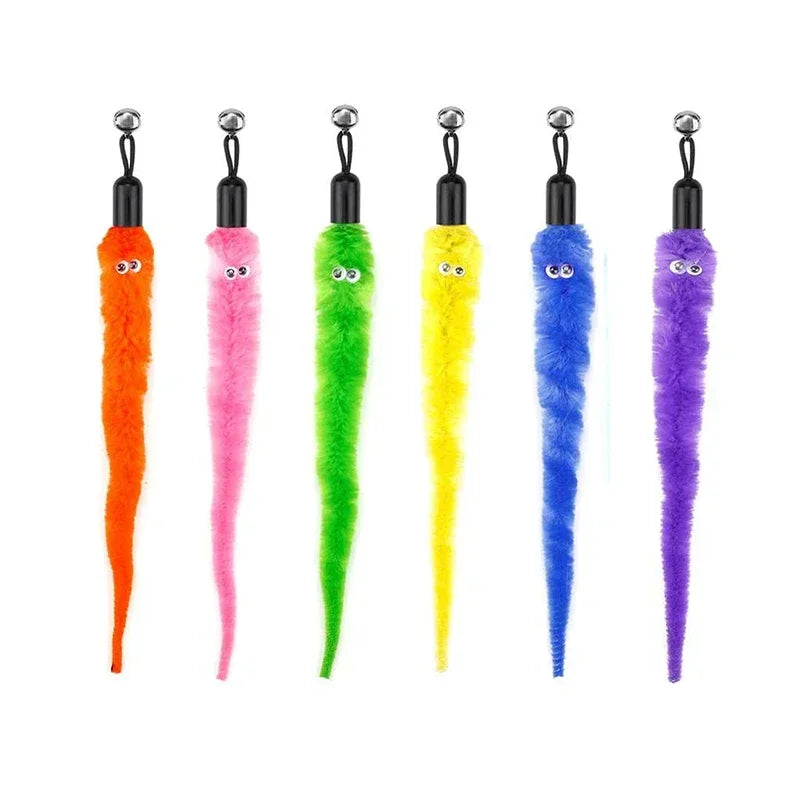 FanzyMarket interactive cat feather toy refill kit with feather birds, faux worm, foam ball, and bell for kittens.