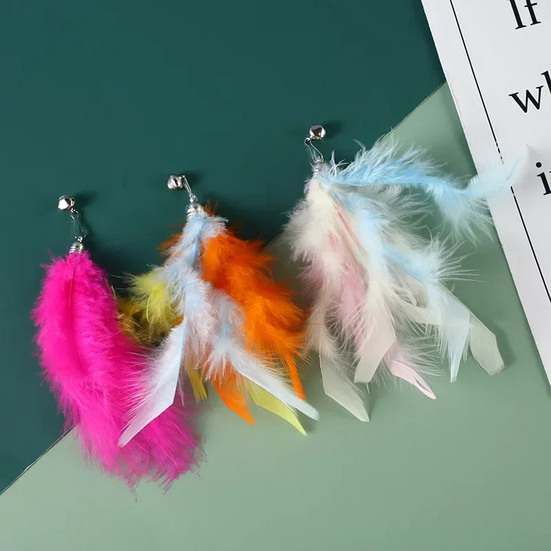 FanzyMarket interactive cat feather toy refill kit with feather birds, faux worm, foam ball, and bell for kittens.
