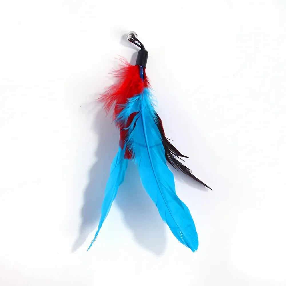 FanzyMarket interactive cat feather toy refill kit with feather birds, faux worm, foam ball, and bell for kittens.