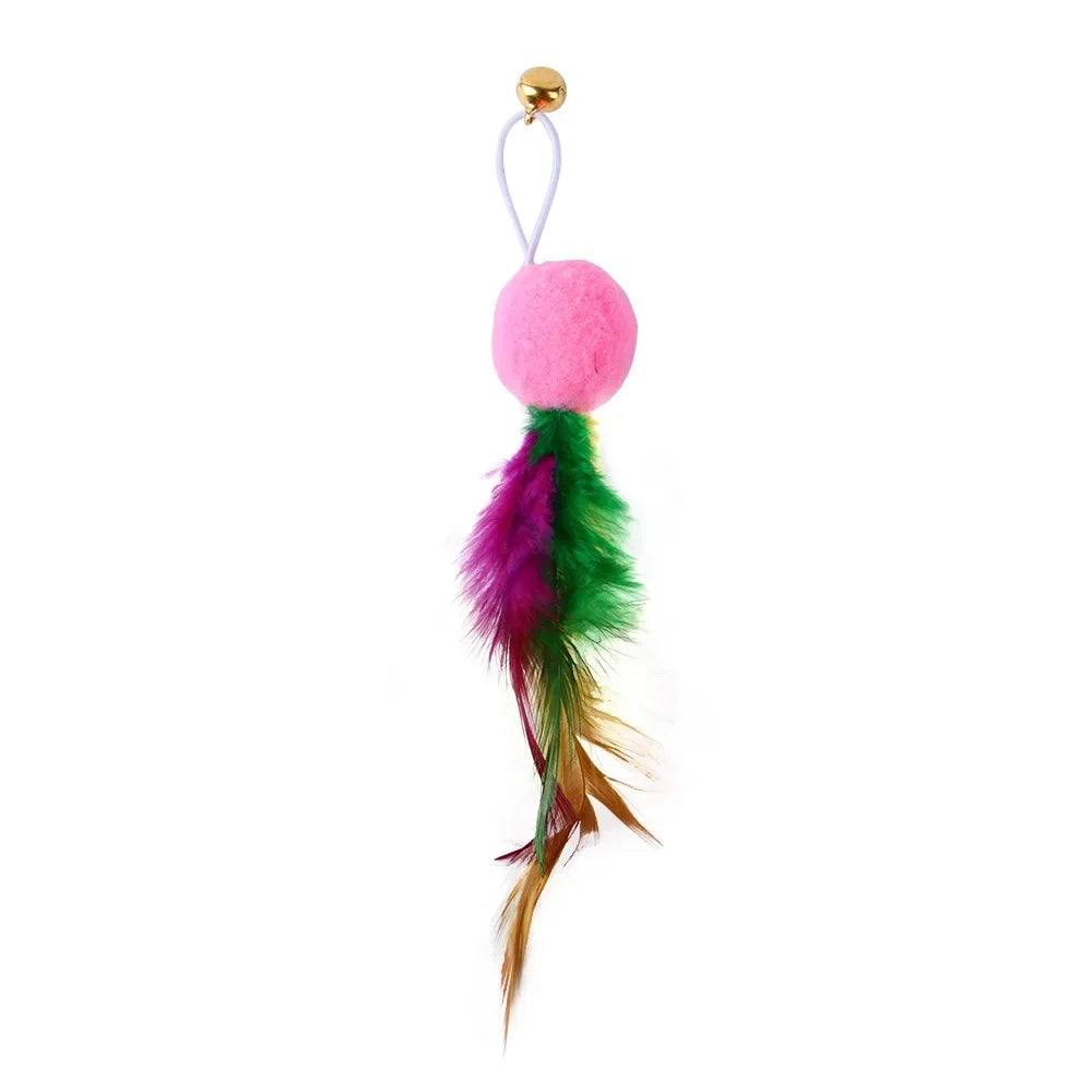 FanzyMarket interactive cat feather toy refill kit with feather birds, faux worm, foam ball, and bell for kittens.