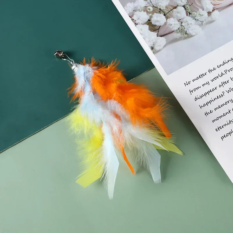 FanzyMarket interactive cat feather toy refill kit with feather birds, faux worm, foam ball, and bell for kittens and cats.