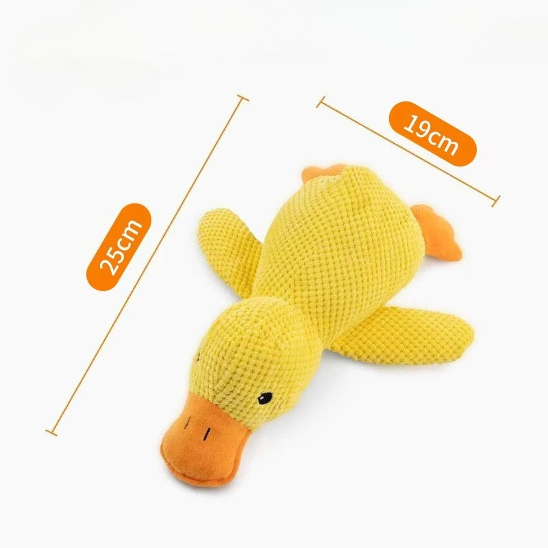 FanzyMarket fleece dog chew toy, soft plush duck-shaped teething and tug toy for small puppies, ideal for gentle chewing and play