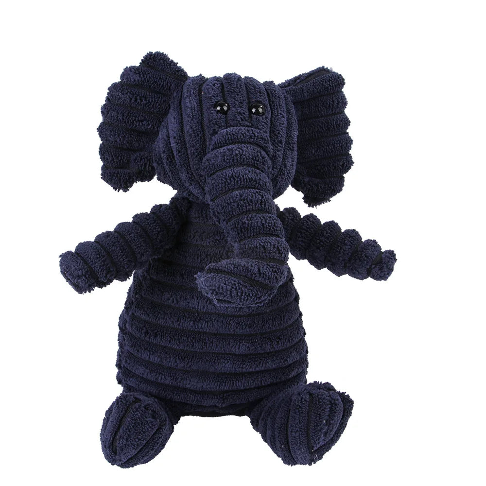 FanzyMarket dog chew toy with corduroy plush, squeaky, molar cleaner, featuring monkey and pig designs for large dogs.