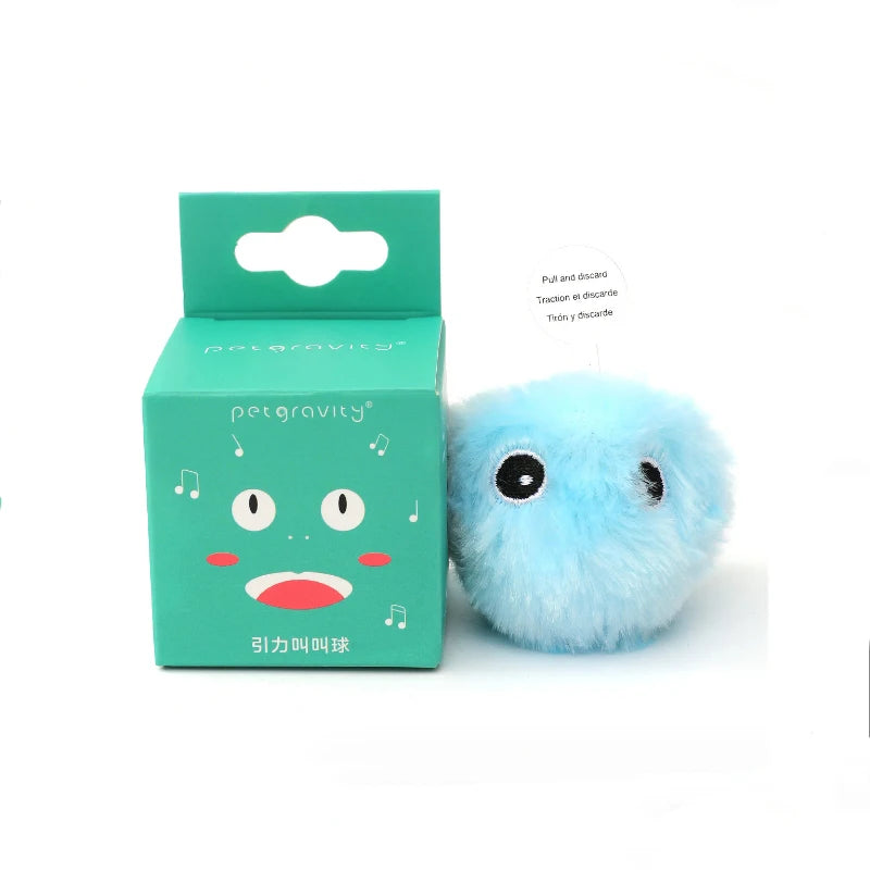 FanzyMarket plush touch-activated sound ball cat toy with electronic catnip squeak for kittens and cats, soft plush and interactive fun.