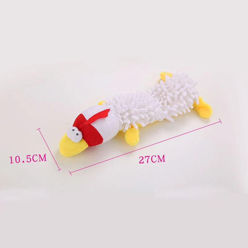 Durable plush squeaky dog chew toy in animal shape for small breeds like Chihuahua, Yorkie, and Bichon by FanzyMarket.