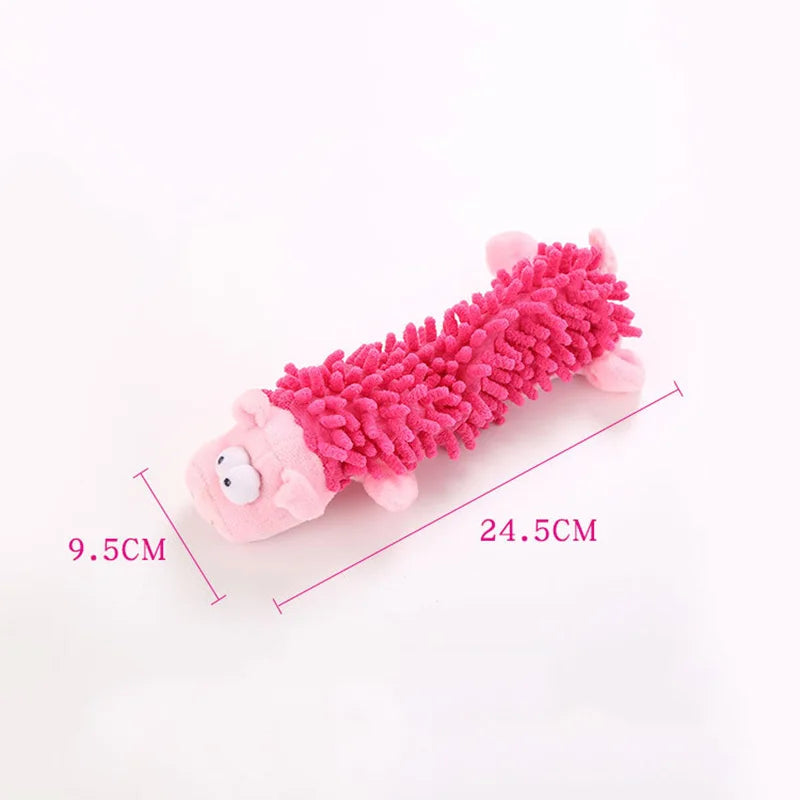 FanzyMarket plush squeaky dog chew toy in animal shape, suitable for small breeds like Chihuahua, Yorkie, and Bichon.