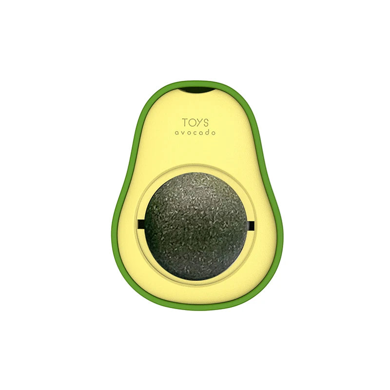 FanzyMarket avocado-shaped catnip ball wall-mounted toy for kittens, mint chew ball for teeth cleaning and playful entertainment.