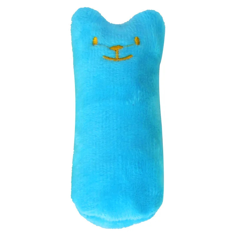 Green FanzyMarket interactive plush catnip chew toy with squeaker, designed for teeth cleaning for kittens and adult cats.