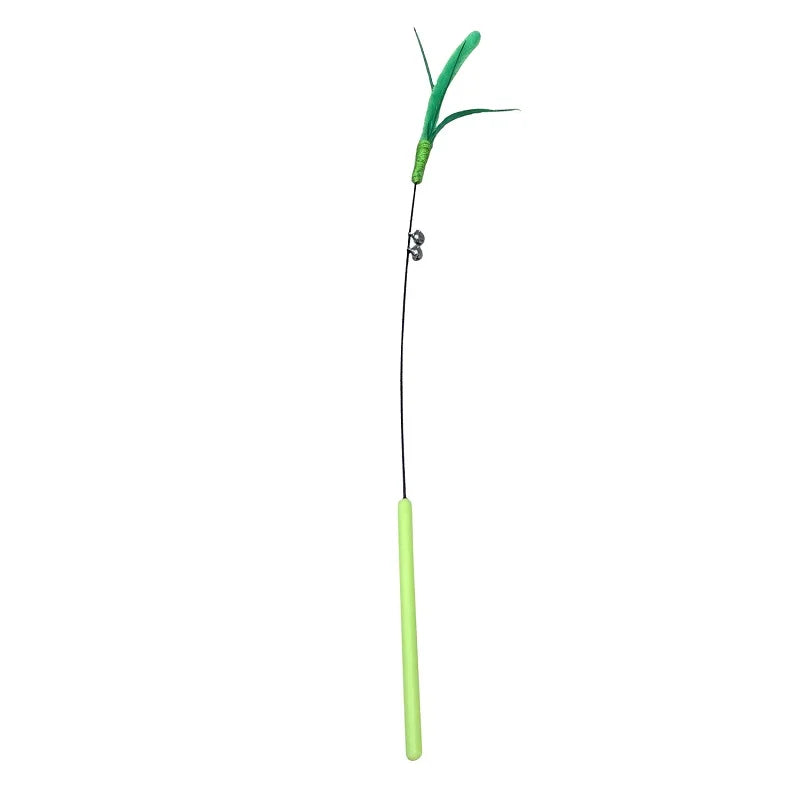 FanzyMarket interactive feather wand cat toy with 50 cm pole, bite-resistant feathers, and rattle sound for kittens.
