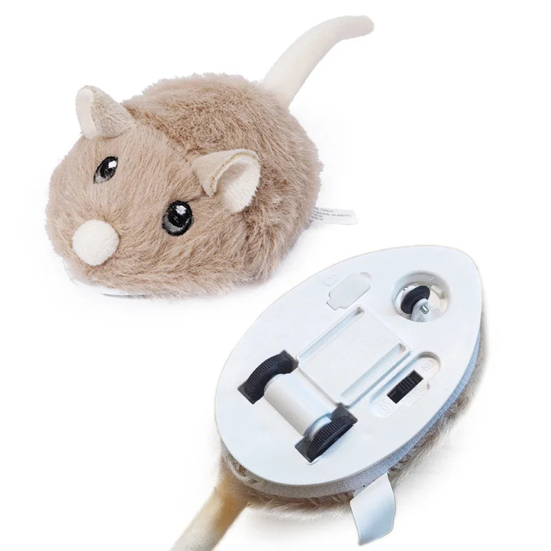 FanzyMarket motorized plush mouse cat toy, fast-moving electronic pet toy designed for interactive play with cats.
