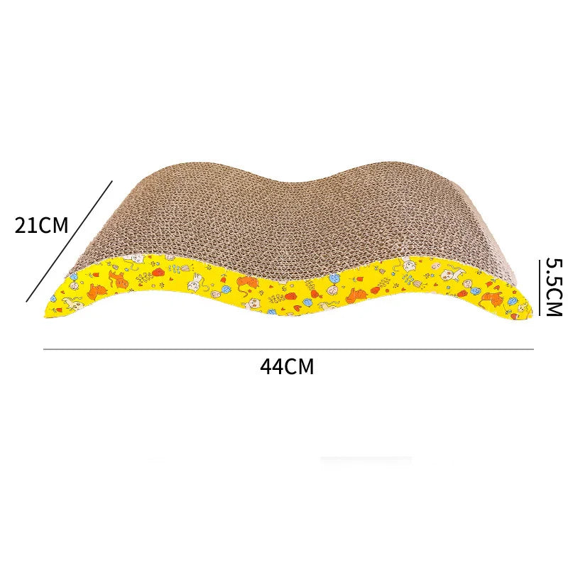 FanzyMarket corrugated cardboard cat scratcher with double-sided design and catnip, ideal for sofa, bed, and cushion scratching.