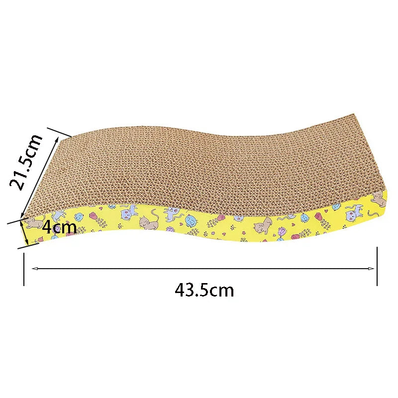 FanzyMarket double-sided corrugated cardboard cat scratcher with catnip, designed for sofas, beds, and cushions.