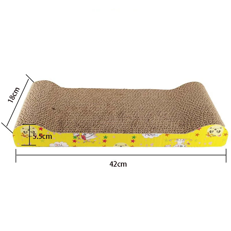 FanzyMarket double-sided corrugated cardboard cat scratcher with catnip, designed for sofas, beds, and cushions.