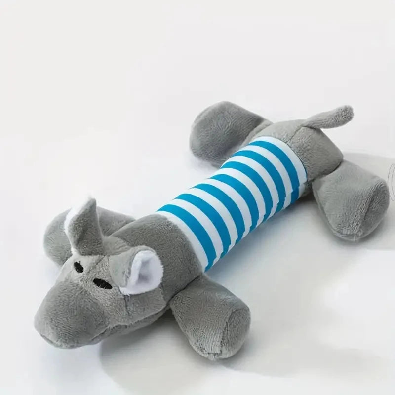 FanzyMarket plush squeaky dog toy, 9.5 inches, durable plush elephant design, interactive chew toy for aggressive dogs.