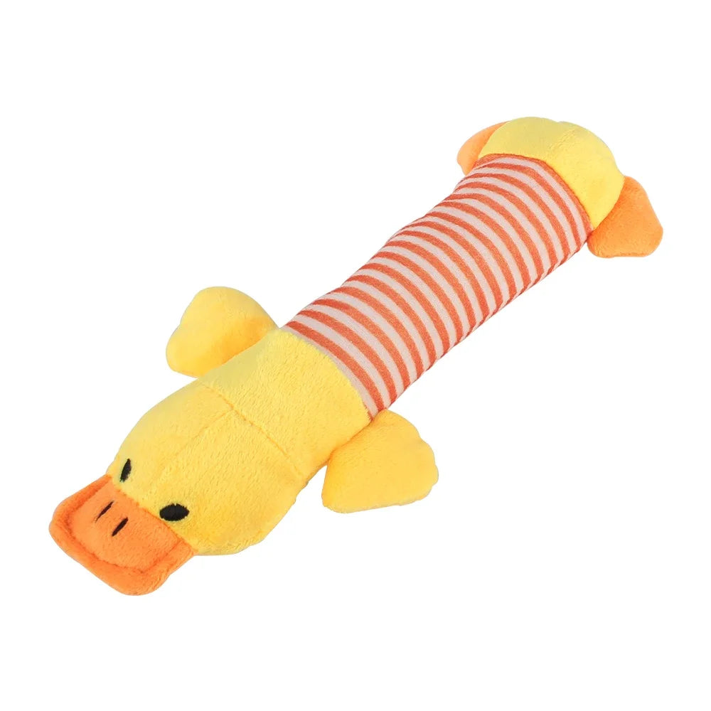 FanzyMarket plush squeaky dog toy featuring a durable, interactive elephant design for aggressive chewers, 9.5 inches long.