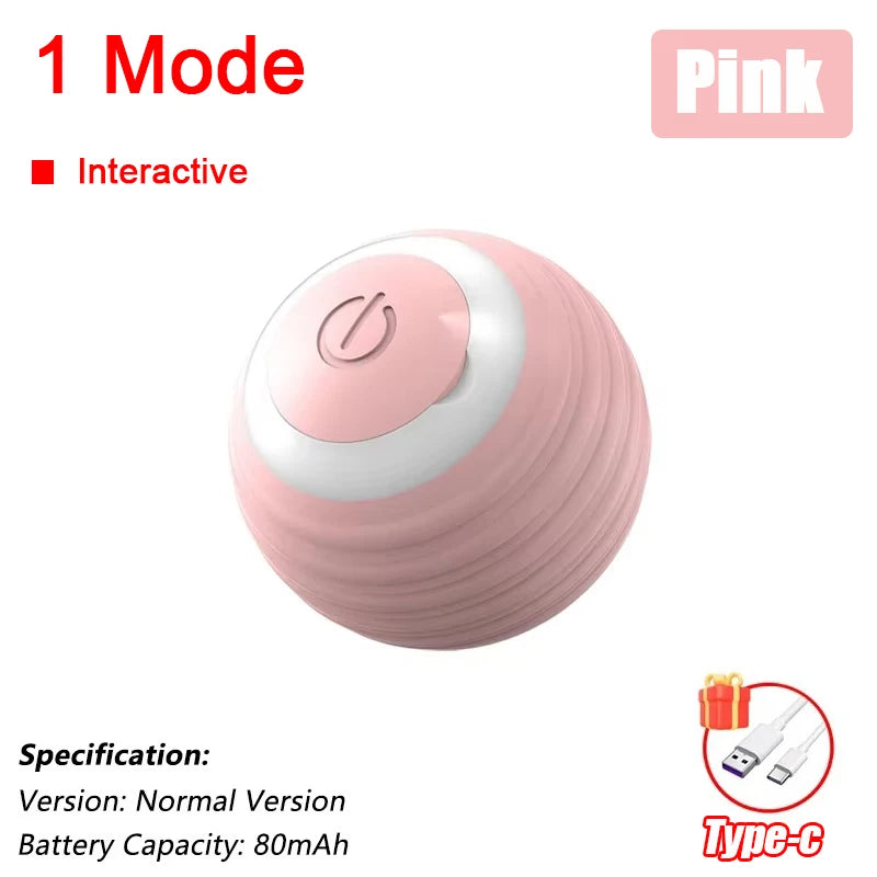 FanzyMarket interactive automatic rolling ball toy for cats and dogs, rechargeable smart pet toy with faux tail in green.