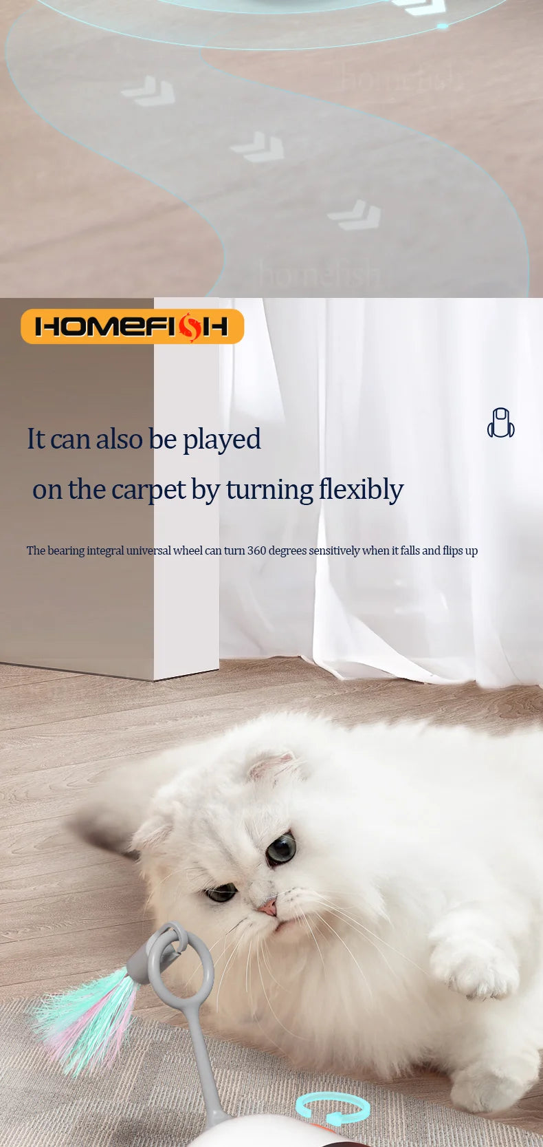 Orange FanzyMarket remote control cat toy car with 2 modes, automatic moving, designed for cats and small dogs, for kitten training.