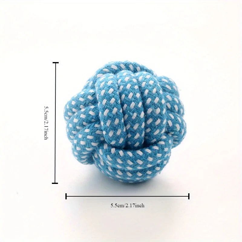 Candy-colored cotton rope ball chew toy for dogs and cats, durable tug and fetch pet toy in orange from FanzyMarket.