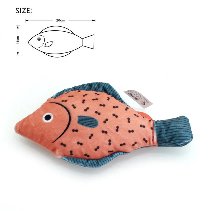 Orange plush catnip fish toy with 3D goldfish shape and crinkle sound, perfect for cats and kittens.