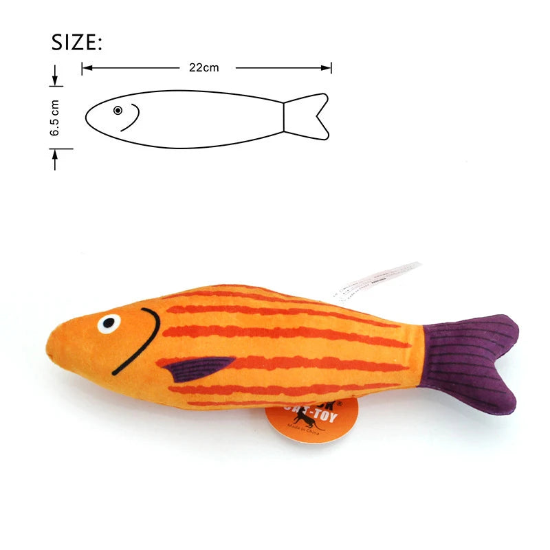 FanzyMarket catnip plush fish toy, 3D goldfish with crinkle sound, soft orange plush pet toy for cats and kittens