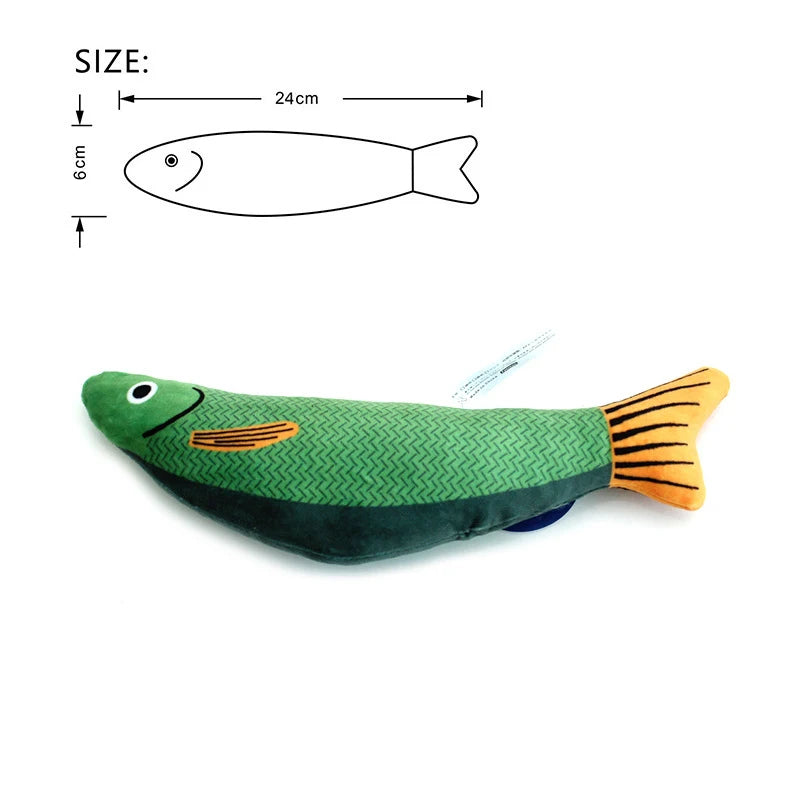 FanzyMarket catnip plush fish toy featuring a 3D goldfish design with crinkle sound for cats and kittens.