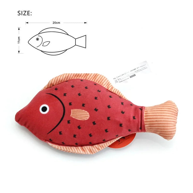 FanzyMarket catnip plush fish toy resembling a 3D goldfish with crinkle sound for cats and kittens, made of soft plush material.