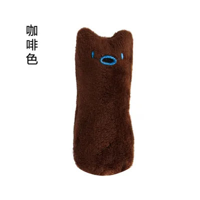 FanzyMarket pink plush catnip toy for cats and kittens, interactive teeth-grinding and vocal toy designed for feline play and chewing.