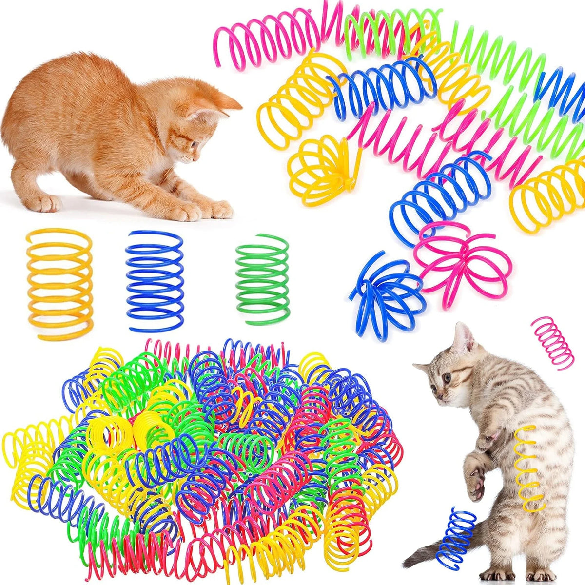 FanzyMarket bouncy spring cat toy made of elastic plastic coil, 2.17 inches, designed for cats and kittens to play and chase.