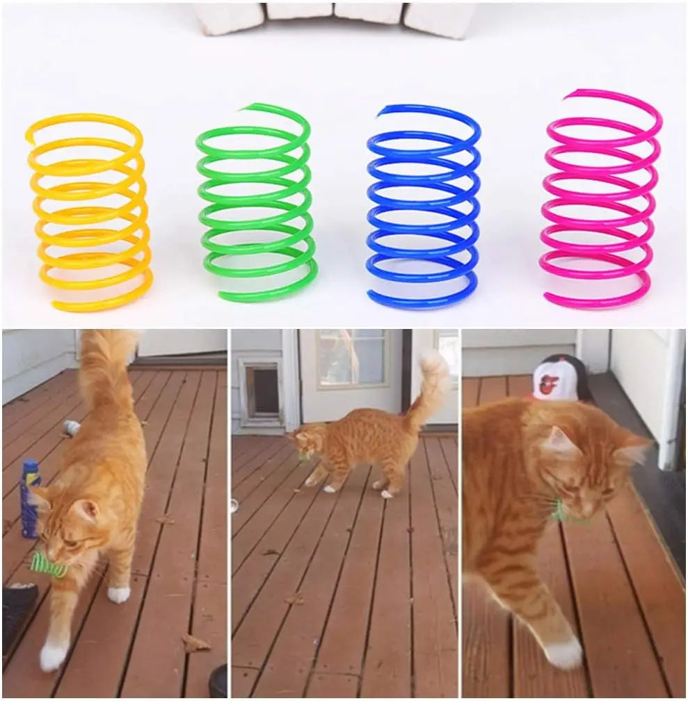 Bouncy Spring Cat Toy by FanzyMarket, elastic plastic coil in 2.17-inch size, designed for cats and kittens to play and chase.