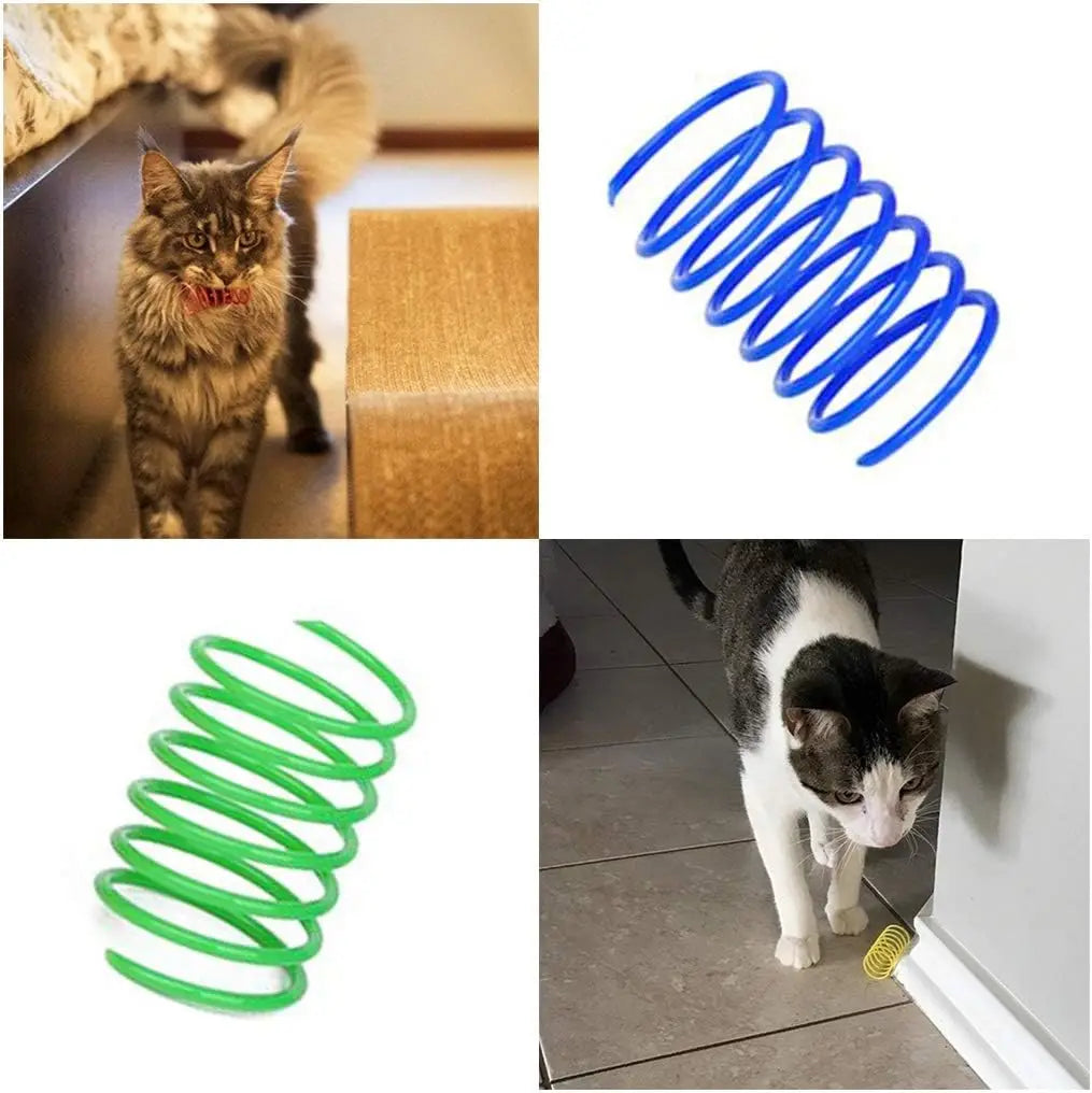Bouncy Spring Cat Toy by FanzyMarket, elastic plastic coil for cats and kittens, 2.17 inches long, colorful and flexible pet toy.