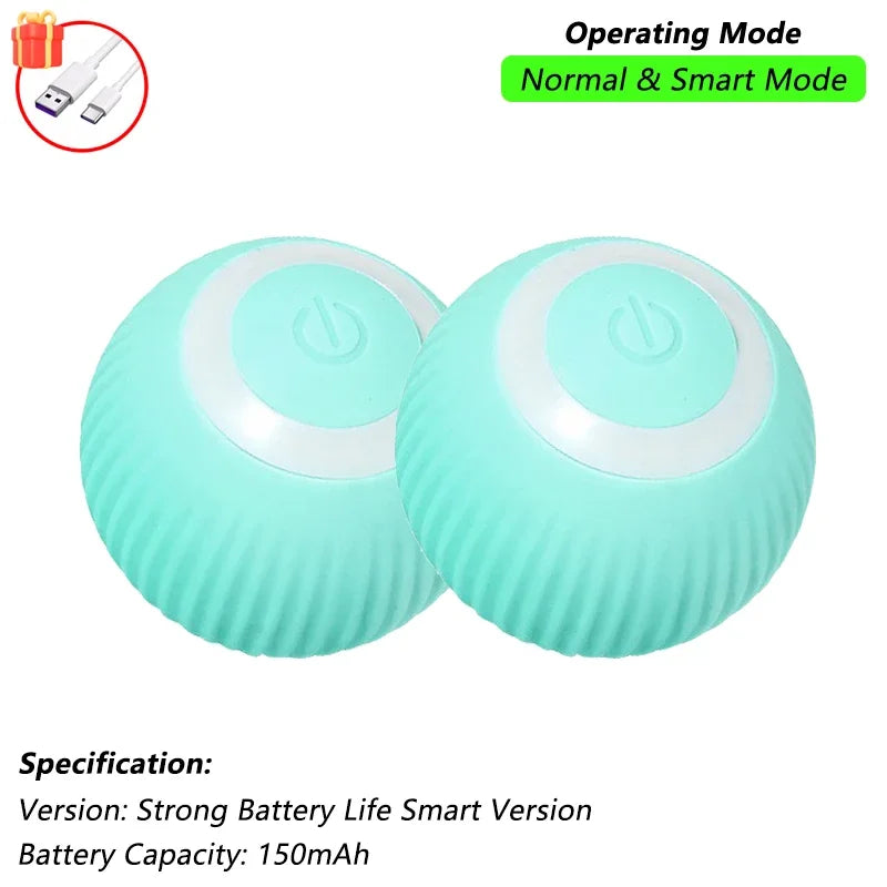 FanzyMarket rechargeable interactive cat ball toy with LED, tail, automatic rolling, and obstacle avoidance for engaging pet play.