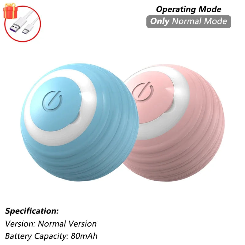 FanzyMarket rechargeable interactive cat ball toy with LED, tail, automatic rolling, and obstacle avoidance for playful cats.