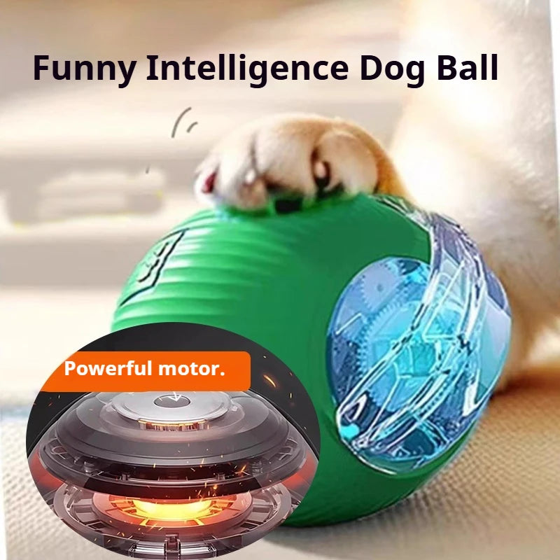 Rechargeable FanzyMarket interactive rolling ball toy for dogs and cats with sound, obstacle avoidance, and vibrant red color.