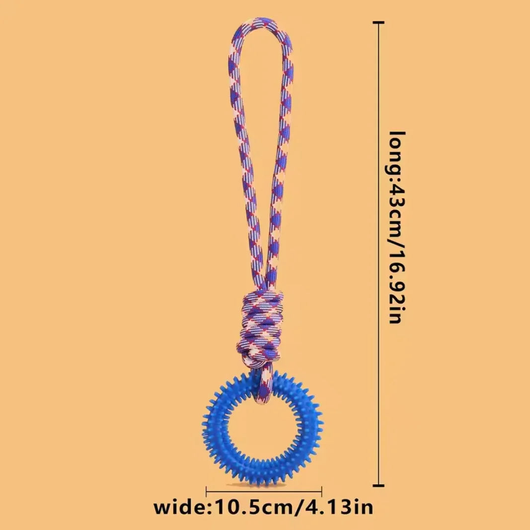 FanzyMarket spiked rubber dog ring toy for teeth cleaning and training, designed for interactive play and chewing durability.