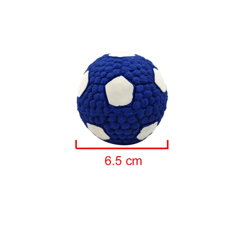 Natural latex squeaky dog ball by FanzyMarket, durable anti-bite interactive chew toy for small to large dogs like Chihuahuas and Retrievers.