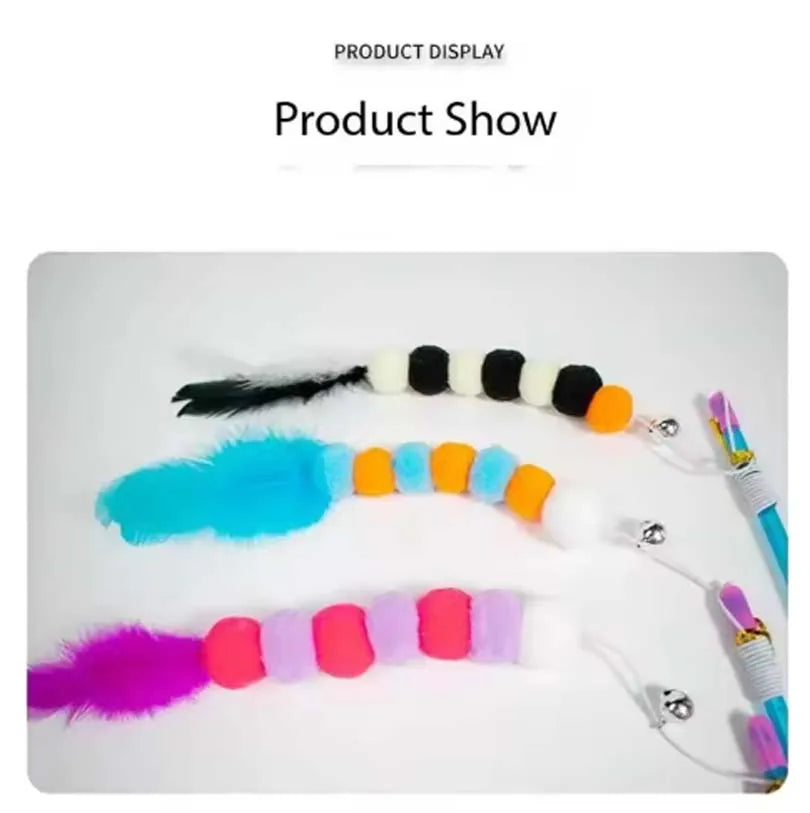 FanzyMarket interactive cat teaser wand with bell and feather toy, perfect for kittens and cats to play and engage.