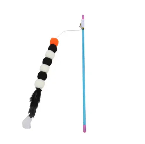 FanzyMarket interactive cat teaser wand with bell and feather toy for kittens and cats, black pet toy for play and stimulation