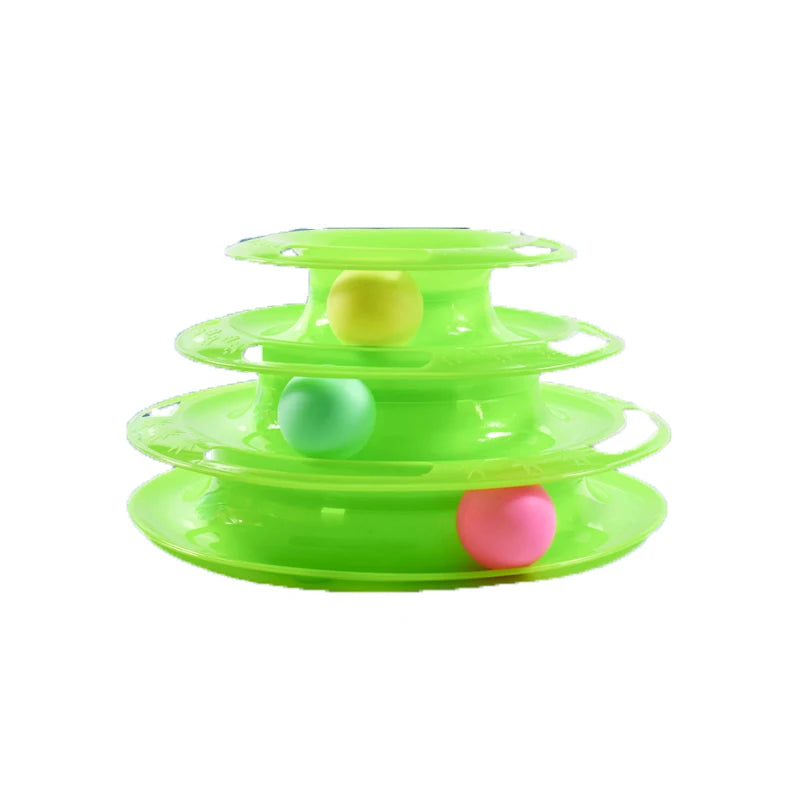 FanzyMarket interactive cat turntable toy with 3- or 4-layer spinning design for self-play and boredom relief in pet toys.