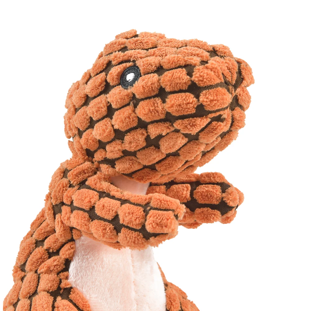 FanzyMarket plush dinosaur chew toy for dogs and cats, interactive fleece pet toy designed for small dogs and feline play.