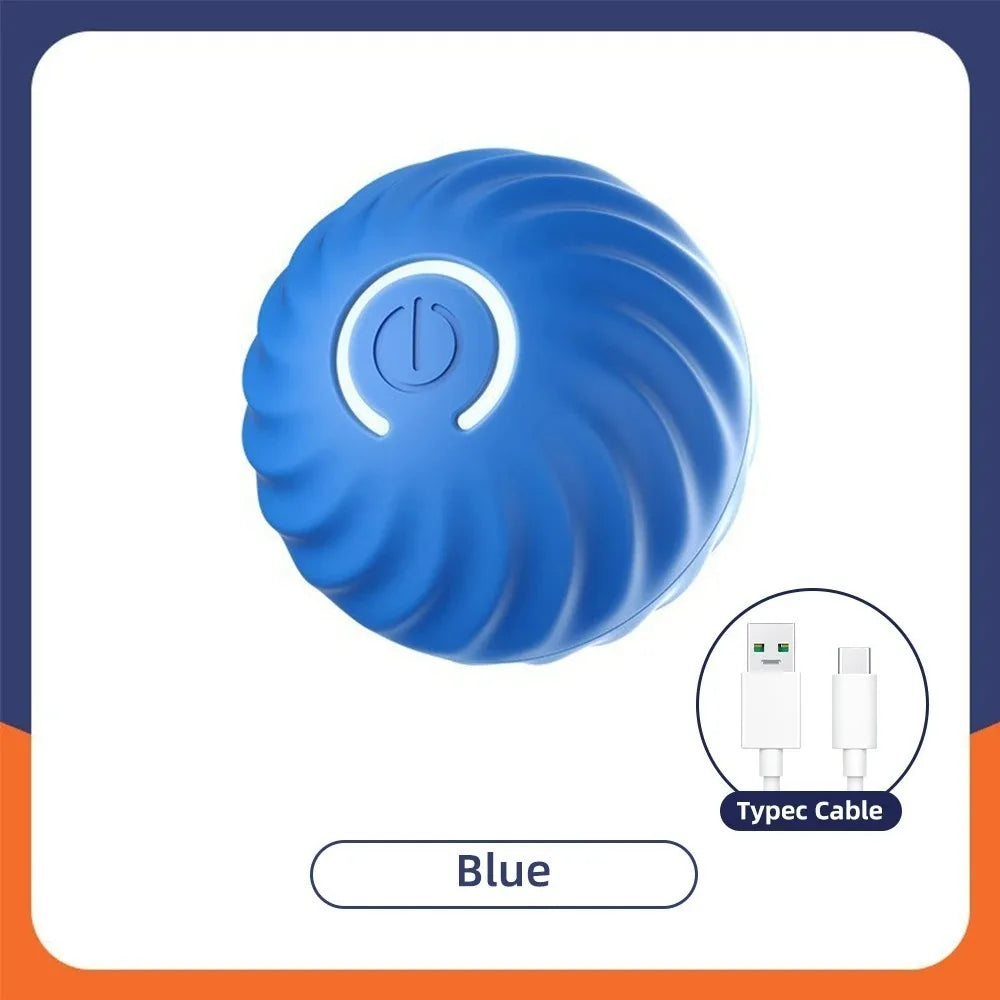 FanzyMarket rechargeable pet toy ball with RGB LED lights, automatic bouncing and rolling for dogs and cats.