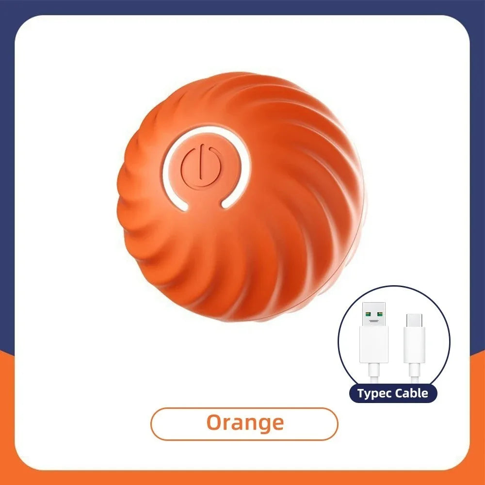 FanzyMarket rechargeable pet toy ball with RGB LED lights, automatic bouncing and rolling for dogs and cats.