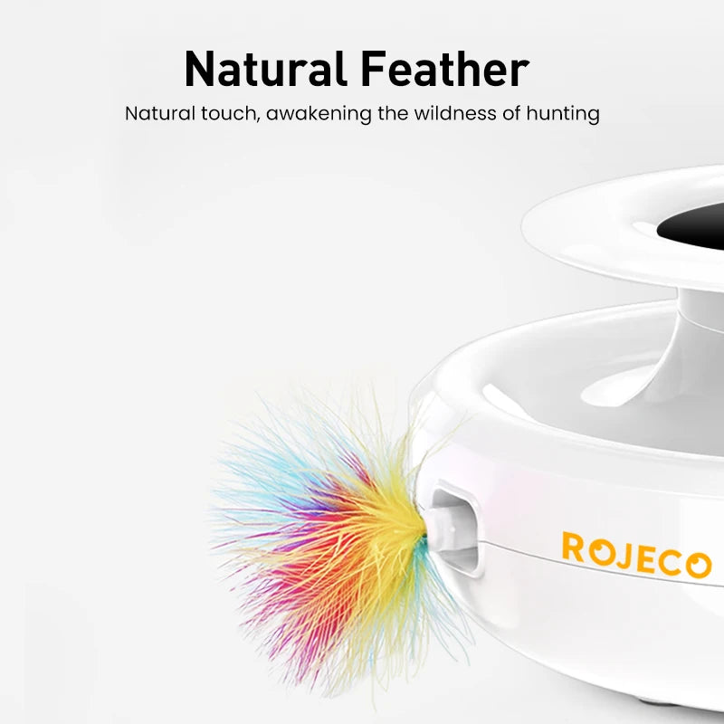 FanzyMarket 2-in-1 automatic feather and ball interactive pet toy for cats and dogs with electronic 5-mode cat teaser.