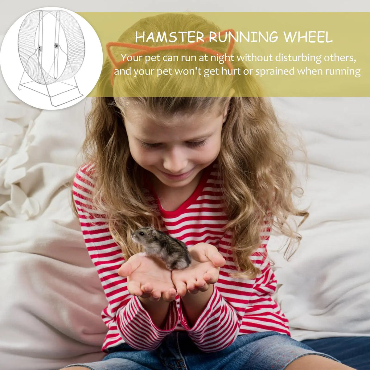 FanzyMarket silent iron hamster exercise wheel with stand, quiet small pet running wheel suitable for hamsters and other small pets.